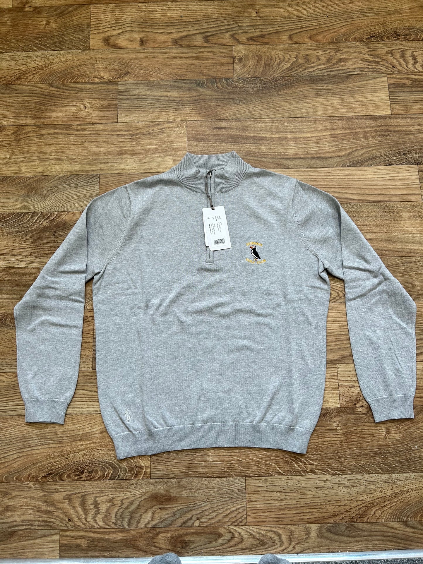 Ladies Quarter Zip Cotton Lightweight Golf Sweater Light Grey Marl