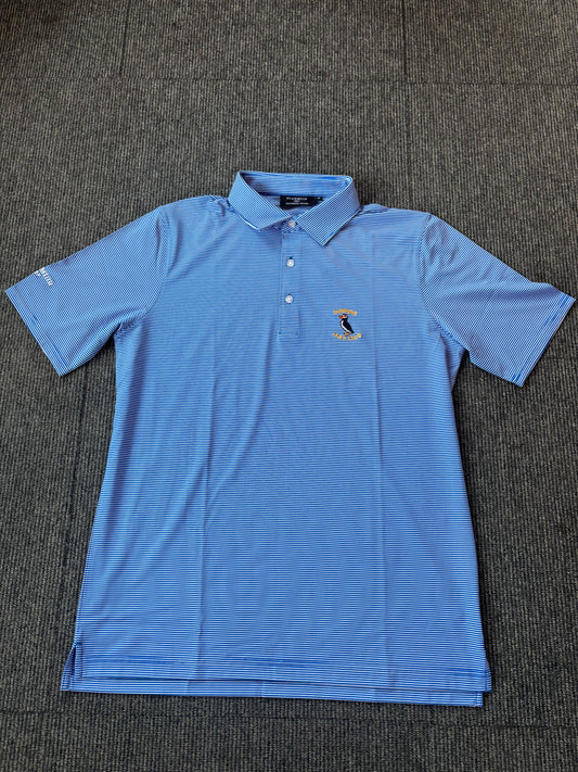 Mens Micro Stripe Performance Golf Polo Shirt Ascot Blue/White