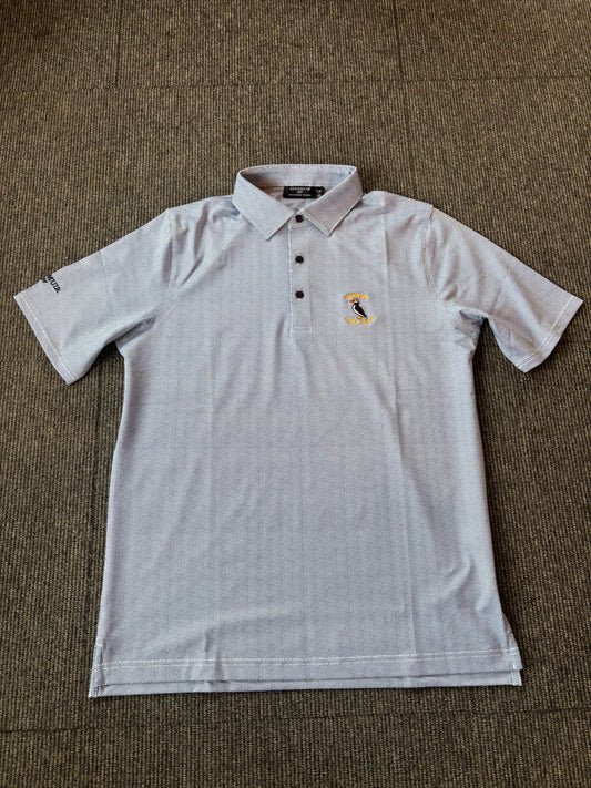 Mens Micro Fan Print Performance Golf ShirtWhite/Navy