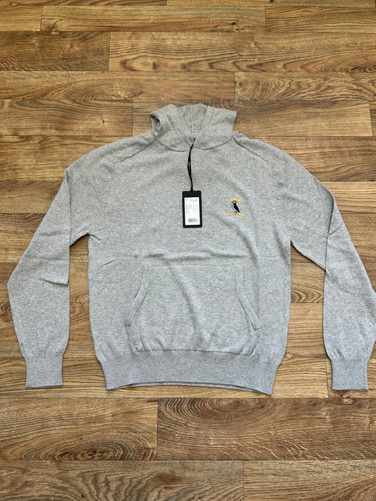 Glenmuir Mens Saddle Sleeve Touch of Cashmere Midweight Golf Hoodie Light Grey Marl