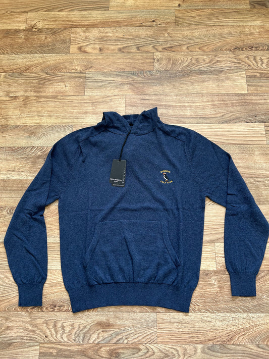 Glenmuir Mens Saddle Sleeve Touch of Cashmere Midweight Golf Hoodie Navy