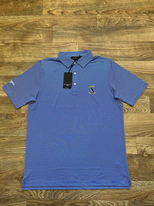 Glenmuir Men’s Micro Stripe Performance Golf Polo Shirt Ascot Blue/ White